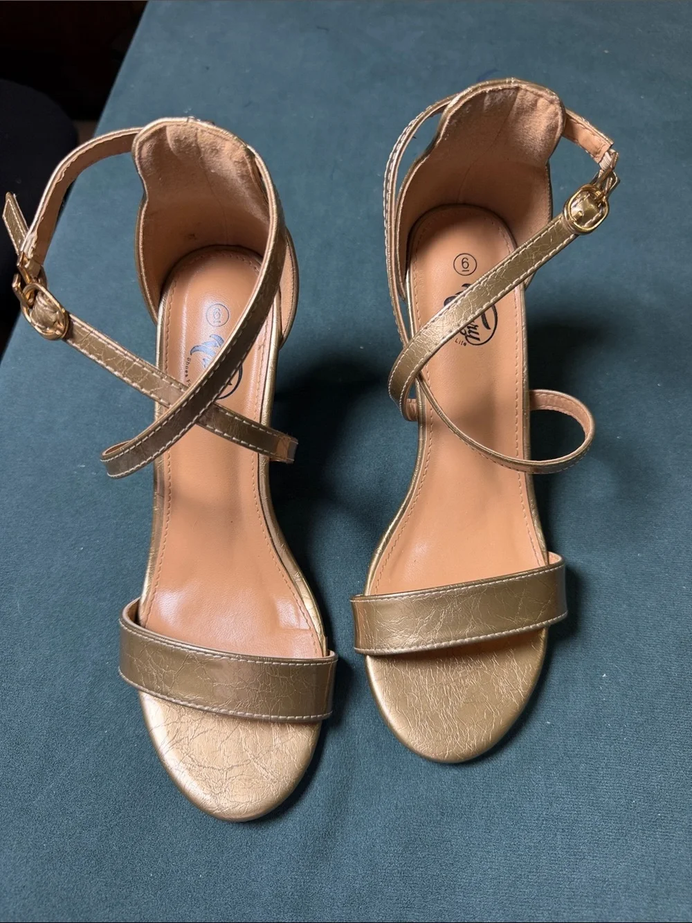Women’s Gold Ankle-Strap Sandals